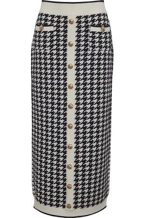 Cara Cara Ronnie Houndstooth Wool-Cashmere Midi Skirt - Black/white - S - Moda Operandi
