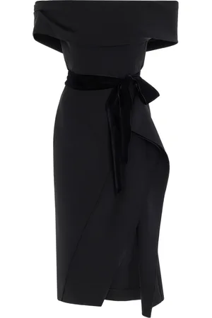 Oscar de la Renta Off-The-Shoulder Wool Midi Dress - - US 0 - Moda Operandi