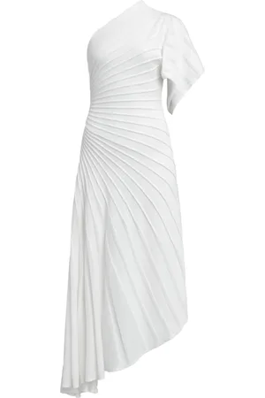 Alaïa One-Shoulder Ray-Knit Wool Midi Dress - - FR 42 - Moda Operandi