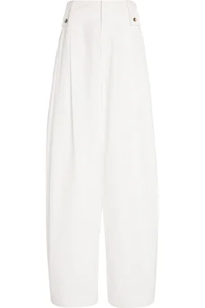Bottega Veneta Pleated Compact Cotton Wide-Leg Pants - - IT 38 - Moda Operandi
