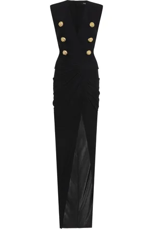 Balmain Button-Detailed Crepe Maxi Dress - - FR 36 - Moda Operandi