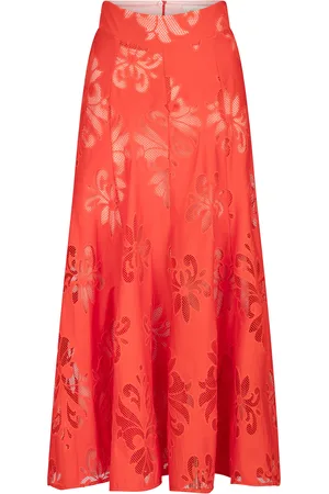 Silvia Tcherassi Grettel Embroidered Cotton Midi Skirt - - M - Moda Operandi