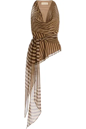 De La Vali Diosa Scarf-Neck Striped Silk-Chiffon Top - - UK 10 - Moda Operandi