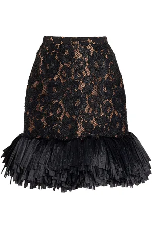Michael Kors Raffia Hem Floral-Embroidered Midi Skirt - - US 6 - Moda Operandi