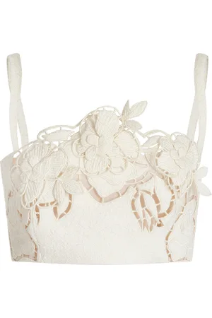 Oscar de la Renta Floral Tweed Crop Top - - US 8 - Moda Operandi