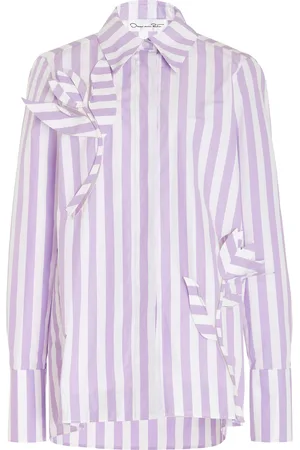 Oscar de la Renta Appliquéd Striped Cotton Shirt - - US 10 - Moda Operandi