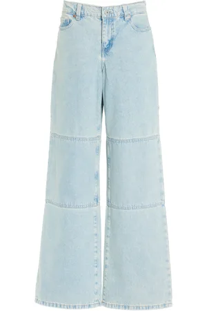 Outland Denim Bianca Rigid Mid-Rise Long Wide-Leg Jeans - - 25 - Moda Operandi