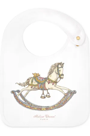 Atelier Choux Rocking Horse Organic-Cotton Satin Bib - Moda Operandi