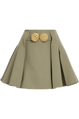 Balmain Pleated Grain Du Poudre Wool Mini Skirt - - FR 34 - Moda Operandi