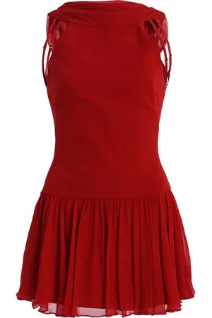 Mirror Palais Double-Cowl Silk-Chiffon Micro Dress - - S - Moda Operandi