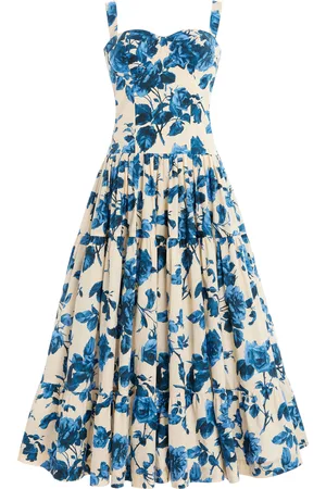 Cara Cara Santiago Tiered Cotton Bustier Midi Dress - - US 0 - Moda Operandi
