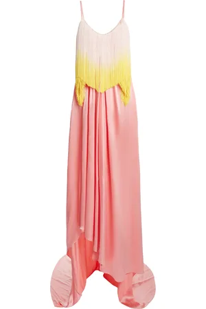 HALPERN Diamond Bra Fringed Satin Gown - - FR 46 - Moda Operandi