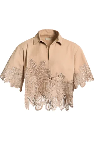 Elie saab Macrame-Trimmed Drill Shirt - - FR 38 - Moda Operandi