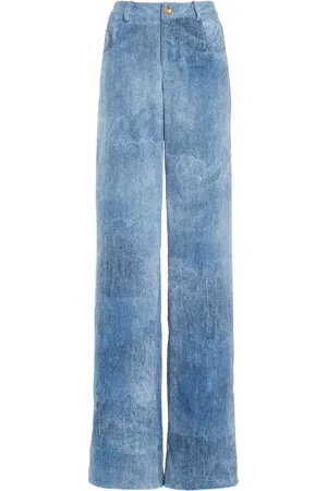 BRANDON MAXWELL The Reid Velvet Denim Straight-Leg Pants - - US 0 - Moda Operandi