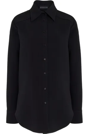 BRANDON MAXWELL The Vince Western-Yoked Wool-Silk Crepe Shirt - - US 2 - Moda Operandi