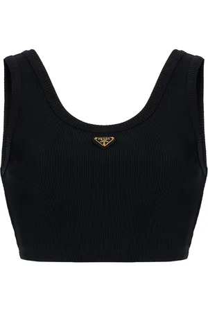Prada Ribbed Cotton Jersey Crop Top - - IT 42 - Moda Operandi