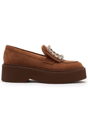 Roger Vivier Viv Rangers Buckle-Embellished Suede Platform Loafers - - IT 36 - Moda Operandi