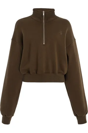 ÉTERNE Cropped Cotton-Modal Half-Zip Sweatshirt - - XS - Moda Operandi