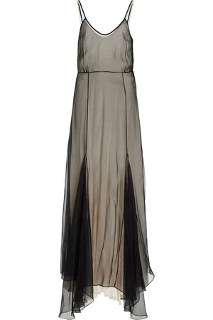 Colleen Allen Silk Chiffon Godet Dress - Black/white - S - Moda Operandi