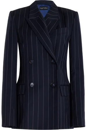 Sergio Hudson Pinstriped Wool Double-Breasted Blazer - - US 4 - Moda Operandi