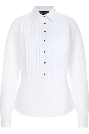 Sergio Hudson Pleated Cotton Tuxedo Shirt - - US 4 - Moda Operandi