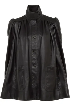 Chloé Puff-Sleeve Plunge Leather Jacket - - FR 34 - Moda Operandi