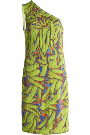 Bottega Veneta One-Shoulder Crinkled Banana- Mini Dress - - S - Moda Operandi