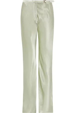 Paris Georgia Belted Satin Straight-Leg Pants - - S - Moda Operandi