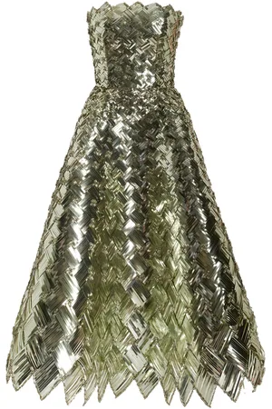 Oscar de la Renta Sequined Crystal-Embellished Tulle Midi Dress - - US 12 - Moda Operandi