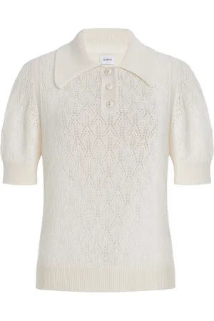 Barrie Scallop-Knit Cashmere Polo Top - - XS - Moda Operandi
