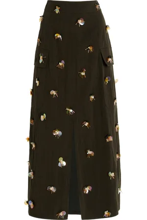 ULLA JOHNSON Rhodes Embellished Cotton-Blend Midi Skirt - - US 0 - Moda Operandi
