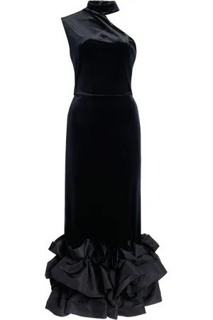 GRETA CONSTANTINE Caladel Silk-Trimmed Velvet Midi Dress - - S - Moda Operandi