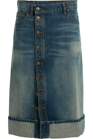 Victoria Beckham Placket-Detailed Denim Midi Skirt - - 25 - Moda Operandi