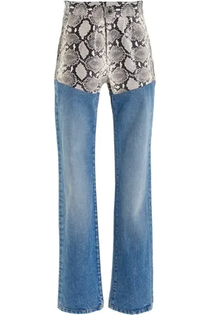 BRANDON MAXWELL The Wyatt Leather-Paneled Rigid High-Rise Straight-Leg Jeans - - 24 - Moda Operandi