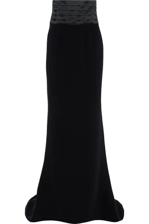 Sergio Hudson Cumberbund-Detailed Stretch-Crepe and Satin Maxi Evening Skirt - - US 6 - Moda Operandi