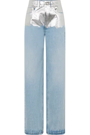 Paco rabanne Metallic-Detailed High-Rise Straight-Leg Jeans - - FR 34 - Moda Operandi