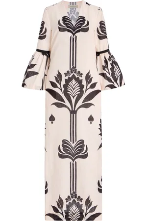 Andres Otalora Rajasthan Printed Linen Maxi Dress - Black/white - US 0 - Moda Operandi