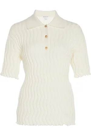 Bottega Veneta Ribbed-Knit Wool Polo Top - - S - Moda Operandi