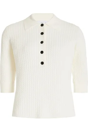 Proenza Schouler Sera Cotton-Blend Cable-Knit Polo Shirt - - XS - Moda Operandi