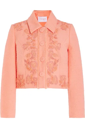 Carolina Herrera Embroidered Cropped Cotton-Linen Jacket - - US 2 - Moda Operandi