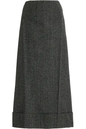 Prada Wool Mouliné Midi Skirt - - IT 38 - Moda Operandi