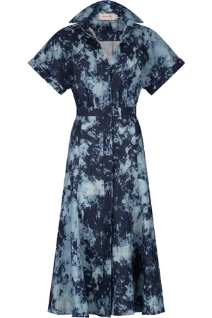 Silvia Tcherassi Noor Printed Linen Midi Dress - - XXS - Moda Operandi