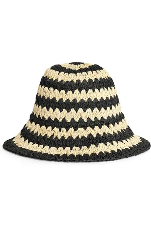 By Malene Birger Strawie Paper Bucket Hat - Black/white - OS - Moda Operandi