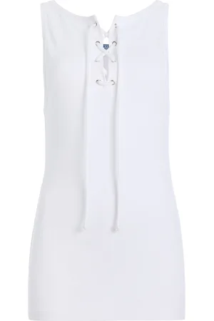 Prada Lace-Up Cotton-Jersey Tank Top - - IT 38 - Moda Operandi