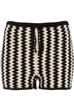 By Malene Birger Dor Crocheted Organic Cotton Shorts - Black/white - XS - Moda Operandi