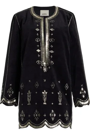 Isabel Marant Helene Embellished Cotton Tunic Mini Dress - - FR 34 - Moda Operandi