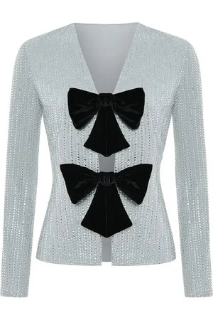Rasario Chiffon Crystal-Embllished Blazer With Bows - - FR 40 - Moda Operandi