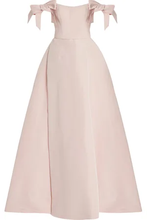 MONIQUE LHUILLIER Bow-Detailed Silk Faille Off-The-Shoulder Gown - - US 6 - Moda Operandi