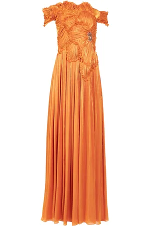 Costarellos Isla Crystal Metallic-Georgette Off-The-Shoulder Gown - - FR 34 - Moda Operandi