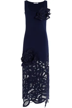 Oscar de la Renta Rose-Guipure Knit Midi Dress - - S - Moda Operandi